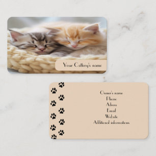 Customizable Business Card For Cattery Beige Color