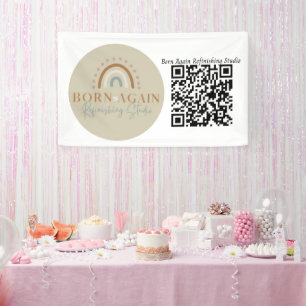 Customizable Business Name & QR Code Banner