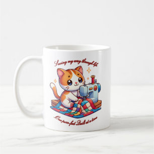 Customizable Cat Quilting on a Sewing Machine  Coffee Mug