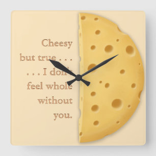 Customizable Cheesy Message Charming Trompe L'oeil Square Wall Clock