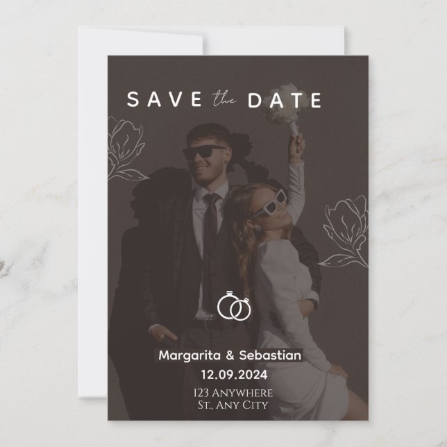 Customizable Chic Black with photo save the date  Invitation (Front)
