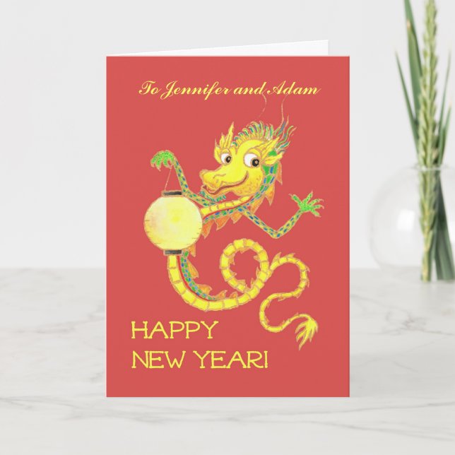 Customizable Chinese Dragon New Year Card (Front)