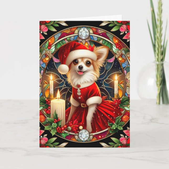 Customizable Christmas Card Chihuahua Santa (Front)