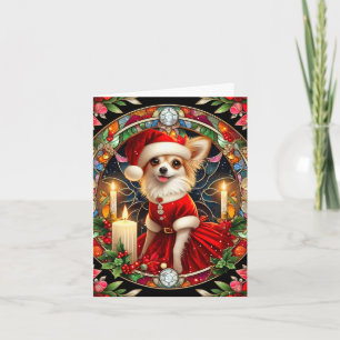 Customizable Christmas Card Chihuahua Santa