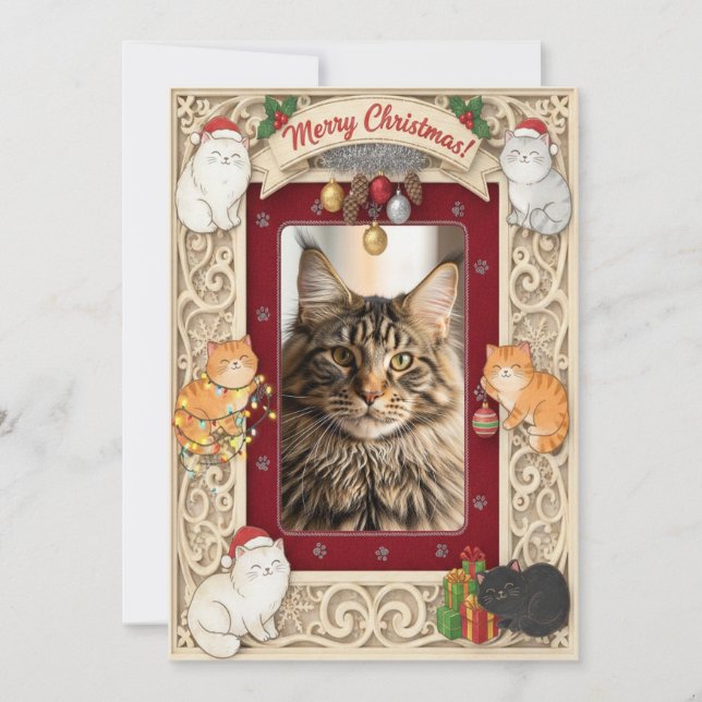 Customizable Christmas Card for Cat Lovers  (Front)