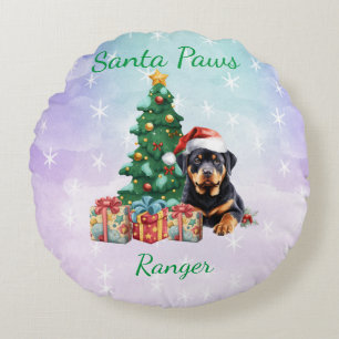 Customizable Christmas Dog Rottweiler Round Cushion
