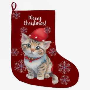 Customizable Christmas Kitten Stocking
