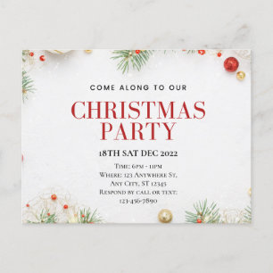 Customizable Christmas Party Postcard