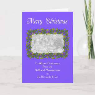 Customizable Christmas Photo Card - Holly Border