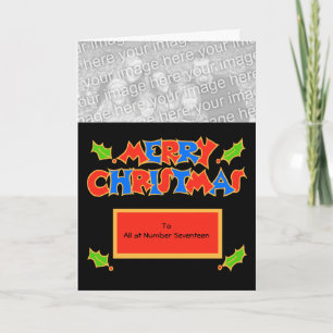 Customizable Christmas Photo Card with Holly