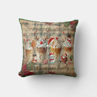 Customizable Christmas Pillow with coffee mugs