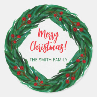 Customizable Christmas Wreath Sticker