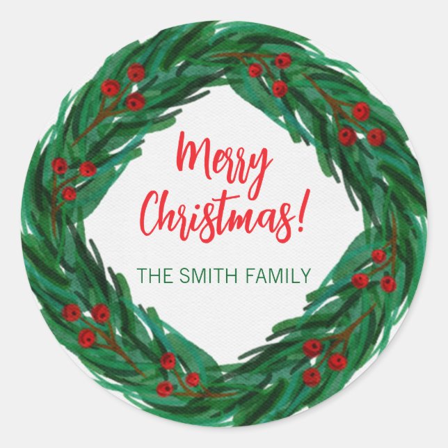 Customizable Christmas Wreath Sticker (Front)