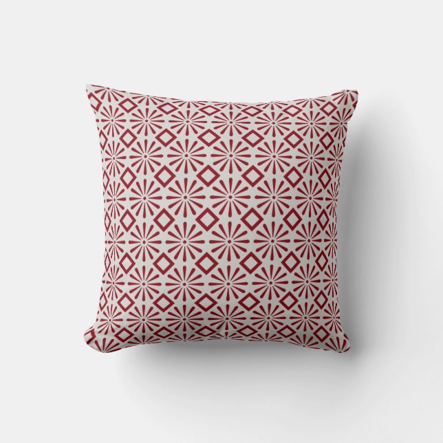 Customizable Color - Maroon Grey Abstract Pattern Cushion (Front)
