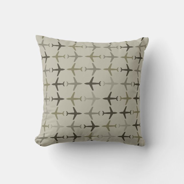 Customizable Color Monochromatic Planes - Olive Cushion (Front)