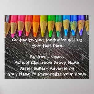 Customizable colored pencil artistic poster