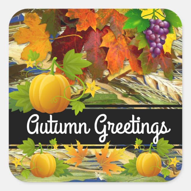 Customizable Colourful Thanksgiving Square Sticker (Front)