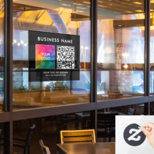 Customizable Company Logo QR Code Elegant Modern Window Cling