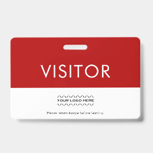 Customizable Company Logo Visitor Badge Red ID Badge