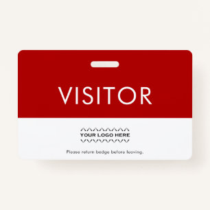 Customizable Company Logo Visitor Badge   Red ID Badge