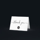 Customizable Customer Appreciation Thank you Card<br><div class="desc">Personalize this simple and easy to use thank you folded card template with your company's logo, message, name, and social media handles. Let your clients, customers, patrons know you are grateful for their support during these uncertain times. Featuring a printed modern customizable text "thank you" script with long-tailed embellishments on...</div>