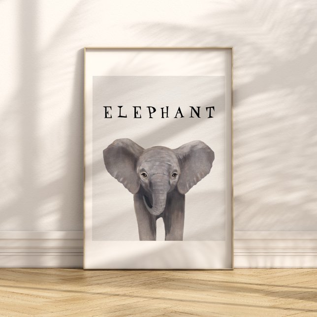 Customizable Cute Baby Elephant Kids Poster (Creator Uploaded)