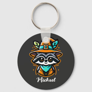 Customizable Cute Halloween Raccoon  Key Ring