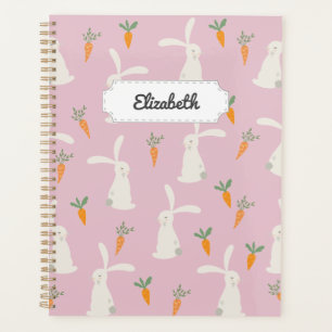Customizable Cute Rabbit Carrot Pattern Planner