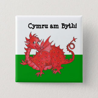 Customizable Cute Welsh Dragon Square Button