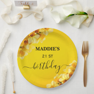 Customizable Daffodil March Birth Flower Birthday Paper Plate