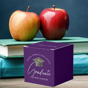 Customizable Dark Purple Modern Graduation Party Favour Box