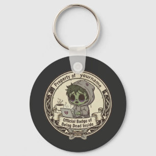 Customizable Dead Inside Badge  Key Ring