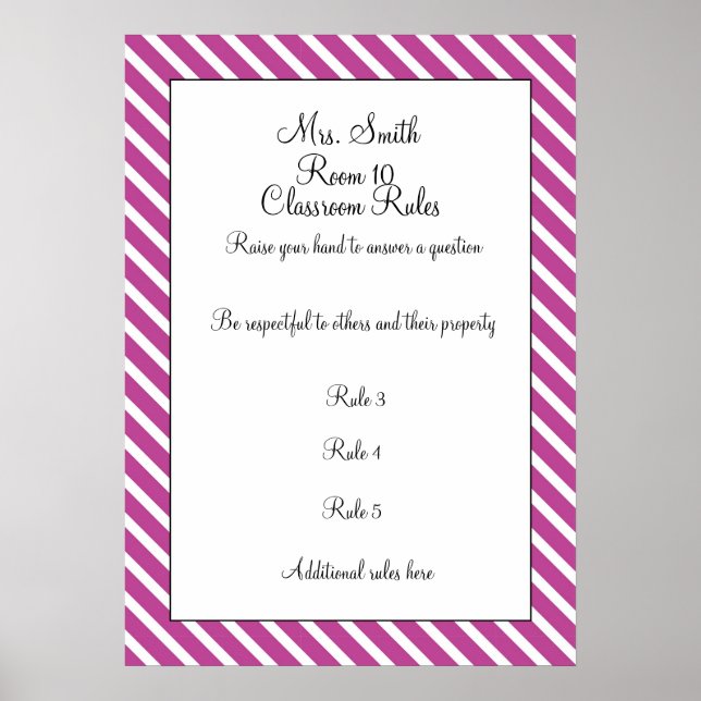 CUSTOMIZABLE Decorative Classroom Rules Poster (Front)