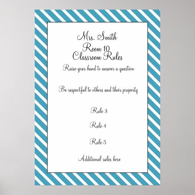 CUSTOMIZABLE Decorative Classroom Rules Poster (Front)