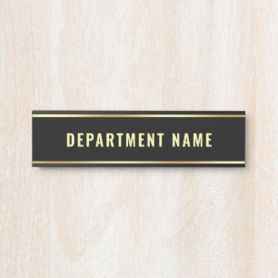 Customizable Department Name Template Black Gold Door Sign