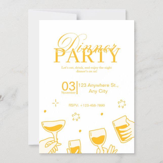 Customizable Dinner Party Invitation Card (Front)