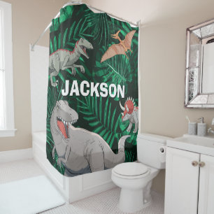 Customizable Dinosaur Kids Dino Jurassic Trex Boy Shower Curtain