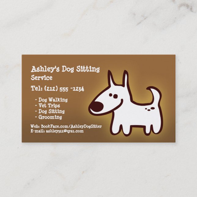 CUSTOMIZABLE dog sitting, grooming, walking Business Card (Front)