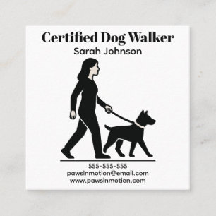 Customizable Dog Walker Minimalist Logo Square Business Card