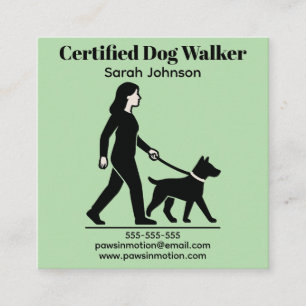 Customizable Dog Walker Minimalist Logo Square Business Card