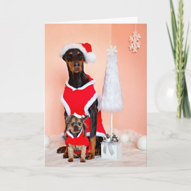 CUSTOMIZABLE DOGGY XMAS SANTA CARD (Front)