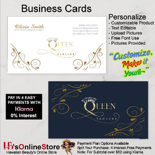   Customizable Elegant Crown Queen Template 11 Business Card