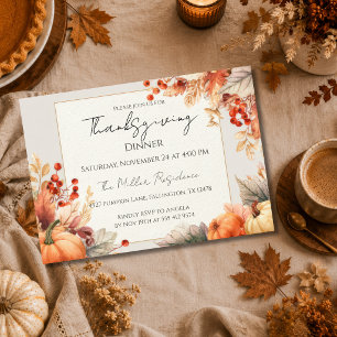 Customizable elegant Fall Thanksgiving Invitation