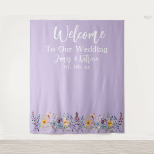  Customizable Elegant Lavender Wedding Backdrop Tapestry