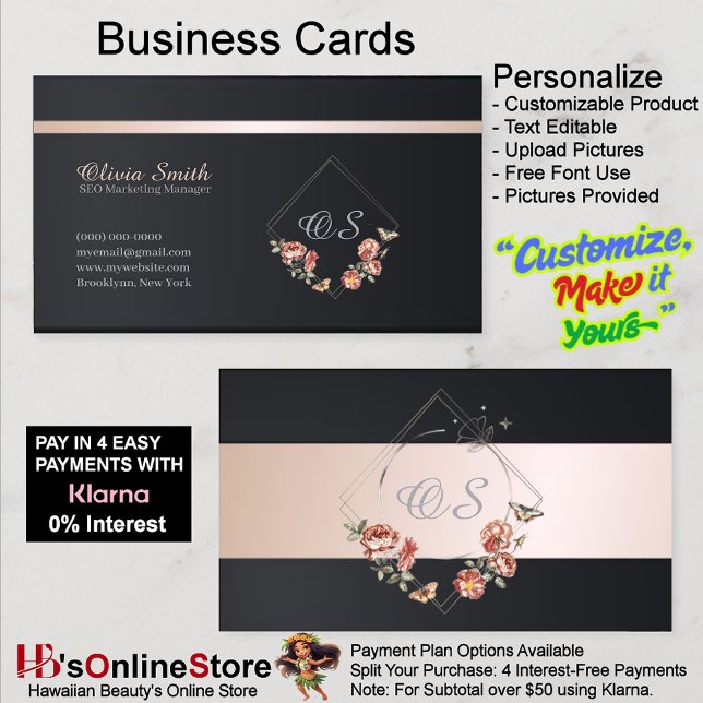 Customizable Elegant Peach Floral Business Card 10 (Customizable Elegant Peach Floral Business Card 10.)