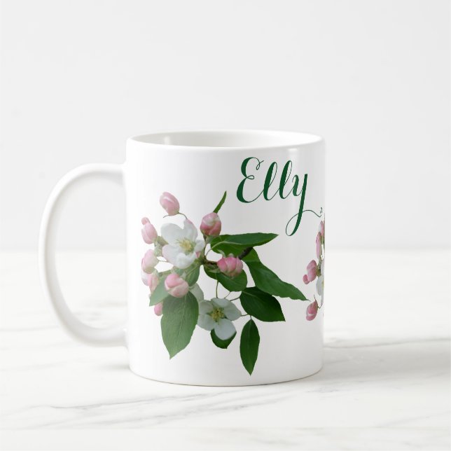 Customizable Elly name pretty pink blossom floral Coffee Mug (Left)