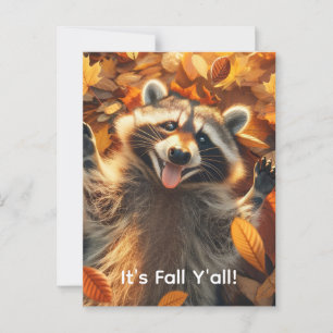 Customizable Fall Silly Raccoon  Postcard