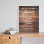 Customizable Family Important Dates Memorable Canv Canvas Print<br><div class="desc">Display your family name with your wedding date and children's birthdays with this farmhouse wood grain canvas print. Customizable text with the word "family" in an elegant script.</div>