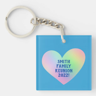 Customizable Family Reunion Gradient Heart Key Ring