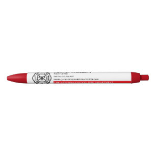 Customizable Fire Department Firefighter Logo Black Ink Pen
